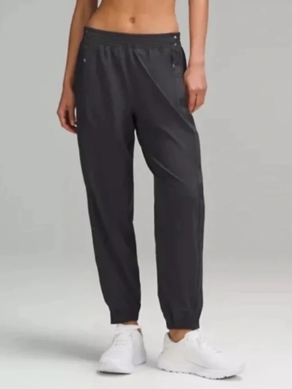 Lululemon Tear-Away Mid-Rise Track Pant Black Full Length Snaps Women’s Size 8